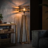 DePauwWonen - Twist houten kruisframe Staande Lamp -E27 Fitting - LeiGrijs; Bruin - Vloerlamp voor Binnen, Vloerlampen Woonkamer, Designlamp Industrieel - Metaal; Hout - LxBxH =41