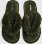 Hunkemöller Dames Accessoires Slippers Velours fur  - Groen - maat 38/39