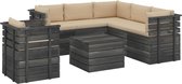 Decoways - 7-delige Loungeset met kussens pallet massief grenenhout