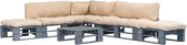 Decoways - 6-delige Loungeset pallet met zandkleurige kussens hout