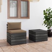 Decoways - 2-delige Loungeset met kussens pallet massief grenenhout