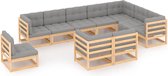 Decoways - 10-delige Loungeset met kussens massief grenenhout