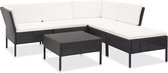 Decoways - 6-delige Loungeset met kussens poly rattan zwart