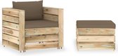 Decoways - 2-delige Loungeset met kussens groen geïmpregneerd hout