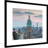 Fotolijst incl. Poster - Het Empire State Building verlicht in New York - 40x40 cm - Posterlijst