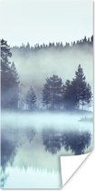 Poster Bos - Mist - Winter - 80x160 cm
