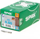 SPAX 537000500503 Terrasschroef, Cilinderkop, 5 x 50, Fixeerschroefdraad, T-STAR plus TX25 - blank - 200 stuks