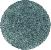 Monaco Soft Rond Shaggy Hoogpolig Vloerkleed Blauw / Turquoise- 160 CM Ø