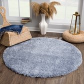 Tapijtenloods Porto Rond Soft Fluffy Vloerkleed Hoogpolig Effen Blauw- 120 CM ROND