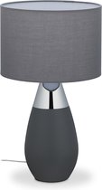 Relaxdays Nachtkastlamp touch - schemerlamp E14 - tafellamp - nachtkastje - E14 fitting - zilver