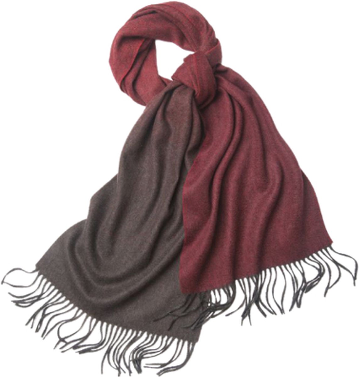 Hommard fijn geweven Lambswool scarf, lamswol, Sjaal, heren, dames, unisex Degradé Brown Red, Bruin Rood