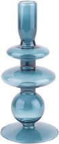 Kaarsenhouder Kandelaar Glas | Art Rings Medium | Dark Blue | Donkerblauw | Present Time | 8,2 x 22,5 cm