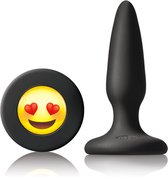 Nsnovelties – Siliconen Buttplug met Emoji Stop Liefde Hoogwaardig Afgewerkt – 9 cm – Zwart