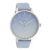 OOZOO Timepieces - Silver watch with light blue leather strap - C10830