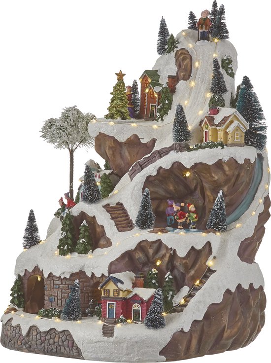 LuVille Kerstdorp Miniatuur Skipiste - L33 x B31 x H46 cm
