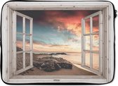 Laptophoes 13 inch - Doorkijk - Strand - Zee - Laptop sleeve - Binnenmaat 32x22,5 cm - Zwarte achterkant