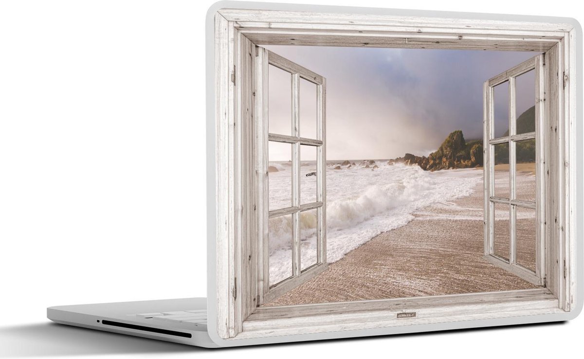 Laptop sticker - 15.6 inch - Doorkijk - Strand - Zee - 36x27,5cm - Laptopstickers - Laptop skin - Cover