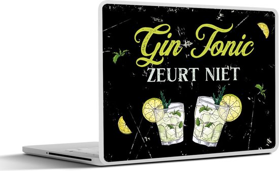 Autocollant pour ordinateur portable - 13,3 pouces - Gin - Verres Gin Tonic - Vintage - Cadeau pour femme - Cadeau pour mari