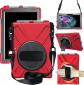 Case2go - Tablet Hoes geschikt voor Microsoft Surface Go 3 - Hand Strap Armor Case met Surface Pen Houder - Rood