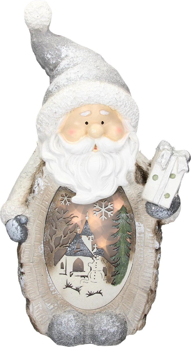 ITODA Kerstman Figuur Staande Kerstman Figuur met Lantaarn Kerstversiering Kerstfiguur met Geschenkzak Kleine Decoratieve Figuur Vintage Kerstdecoratie Kamer Tafeldecoratie Geschenk