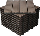 ECD Germany WPC-terras tegels 30x30 cm 33er Spar Set für 3m² donkerbruin in houtlook voor tuinbalkonvloeren met afvoer, kliksysteem vlonders balkon tegels klik tegels hout