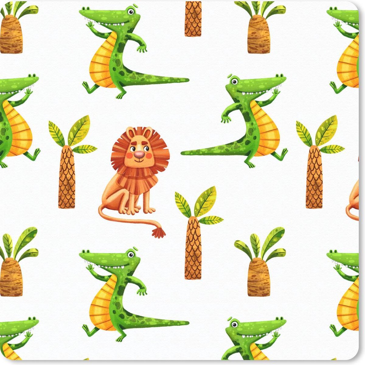 Muismat 30x30 cm - Mousepad Jungle - Dieren - Palmbomen - Muismatten