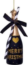Vondels Objets de décoration Ornement Bouteille de Champagne en verre 16 cm Zwart