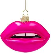 Glazen kerst decoratie fuchia sensuele lippen H7.5cm