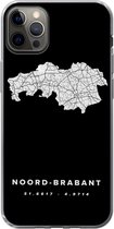 Geschikt voor iPhone 12 Pro Max hoesje - Noord-Brabant - Zwart - Wegenkaart Nederland - Siliconen Telefoonhoesje