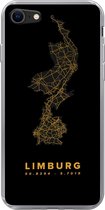 Geschikt voor iPhone 7 hoesje - Limburg - Wegenkaart Nederland - Zwart - Goud - Siliconen Telefoonhoesje