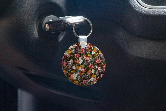 Porte-clés - Fleurs - Papillon - Design - Art - Abstrait - Peinture - Maîtres anciens - Plastique - Rond - Distribution de cadeaux