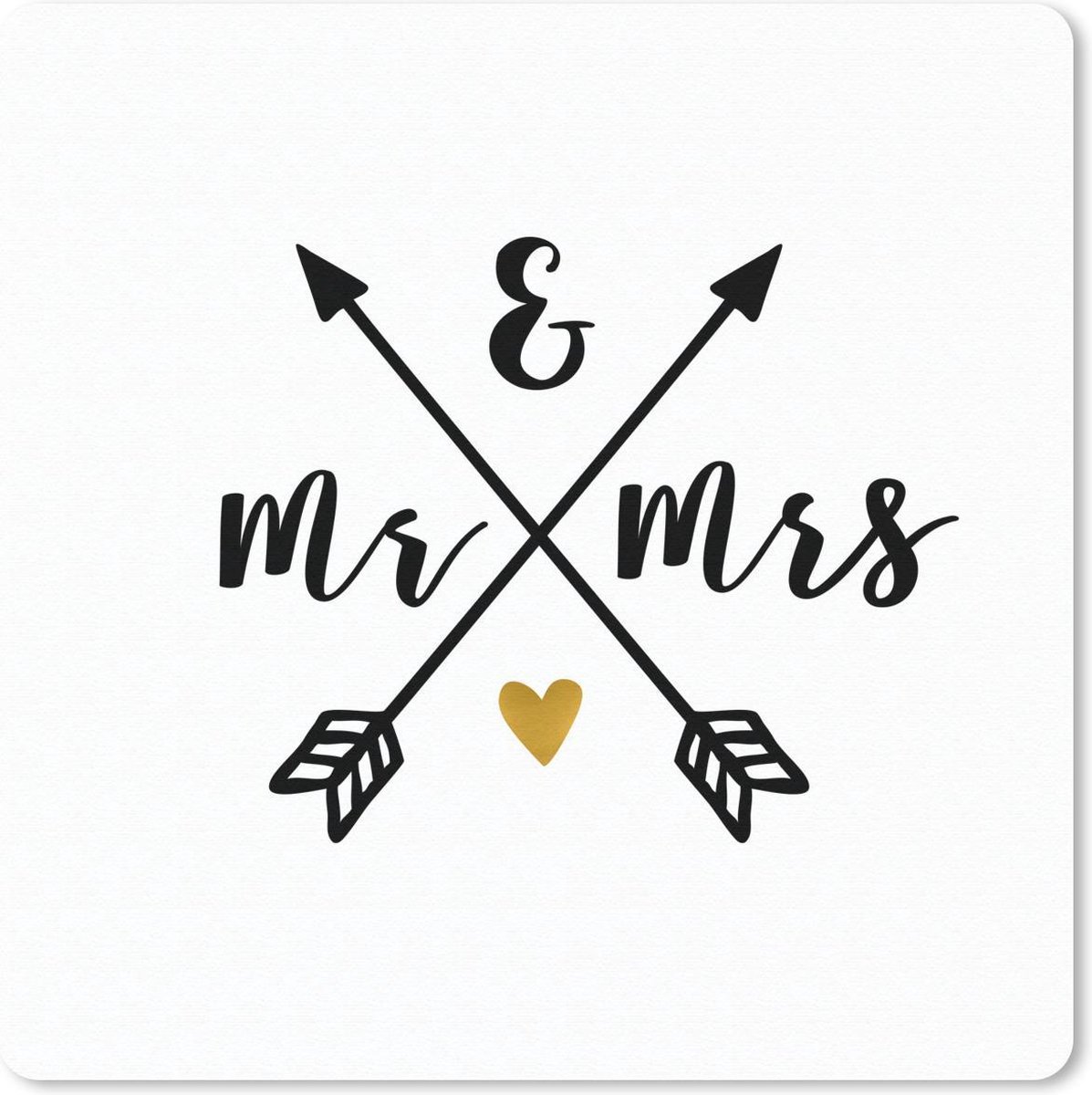 Muismat 20x20 cm - Mousepad Huwelijk - Quotes - Mr & Mrs - Spreuken - Muismatten