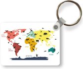 Sleutelhanger - Wereldkaart kinderen - Dieren - Kleuren - Uitdeelcadeautjes - Plastic