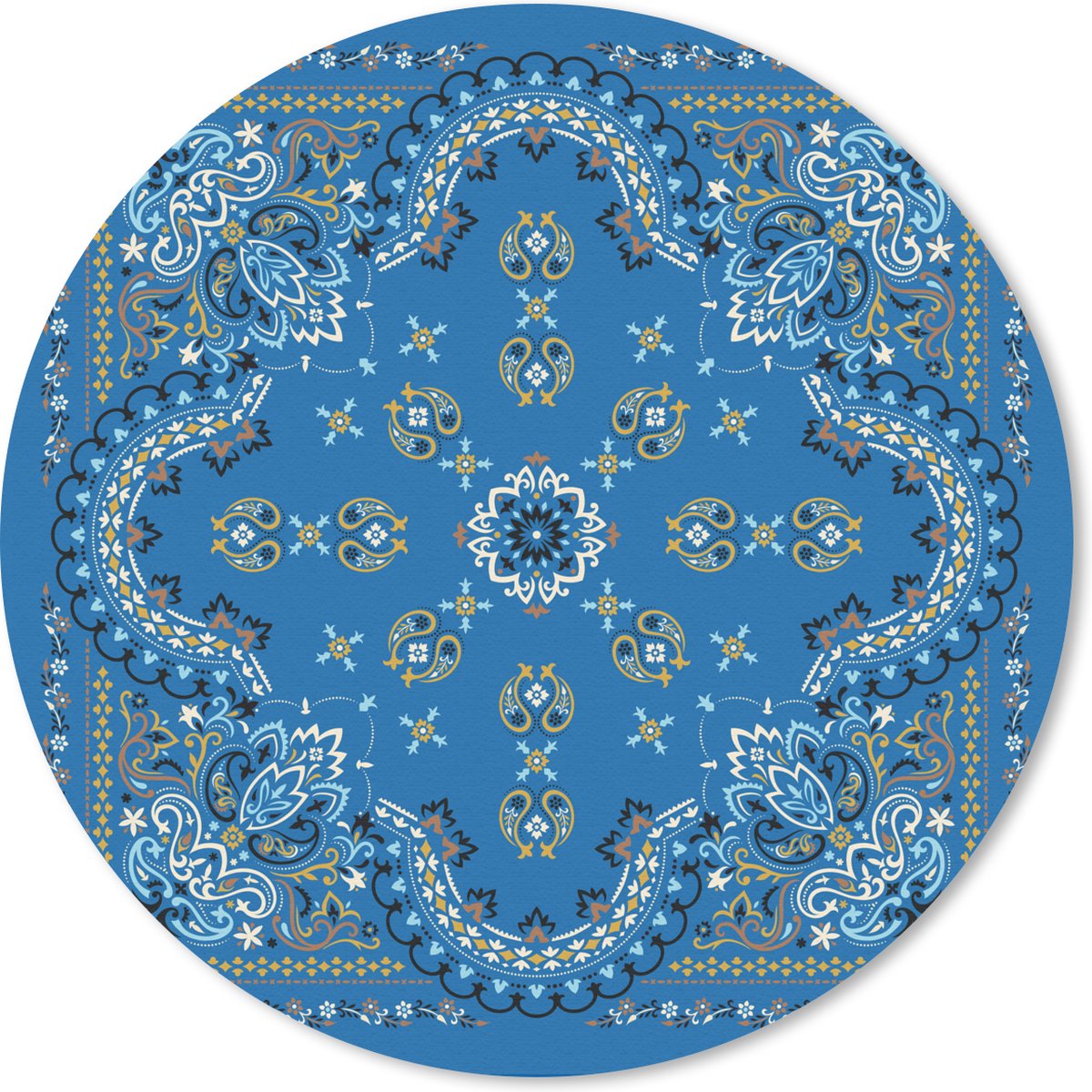 Muismat rond 30x30 cm - Mousepad Mandala - Patronen - Blauw - Ronde muismatten