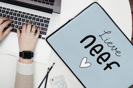 Housse ordinateur 17 pouces - Cousin - Lief - Text - Blauw - Housse ordinateur