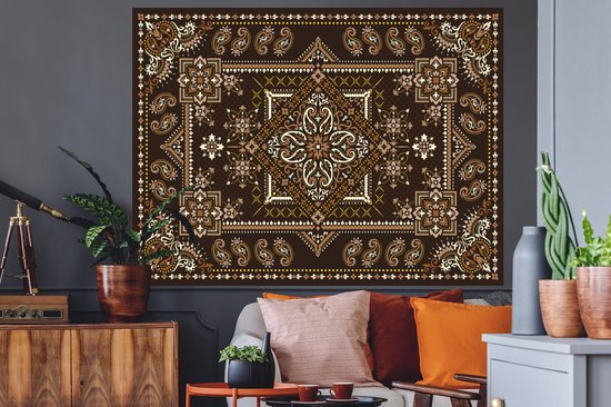 Stickers muraux - Tapis Persan - Tapis - Motifs - Marron - 160x120 cm - Film Adhésif XXL