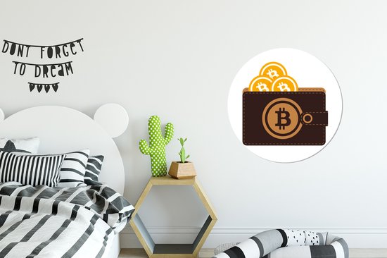 Wall Circle - Wall Circle Inside - Portefeuille Bitcoin - 60x60 cm - Décoration murale - Peintures Ronds