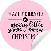 Citation de Noël Ayez un joyeux petit Noël sur fond rose Sticker papier peint cercle mural - ⌀ 120 cm - peinture ronde - cercle papier peint - cercle mural - cercle vivant - autocollant & découpe ronde