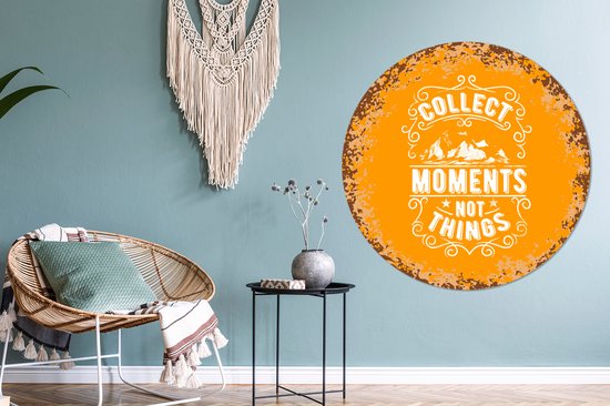 WallCircle - Wandcirkel ⌀ 150 - Vintage - Berg - Tekst - Ronde schilderijen woonkamer - Wandbord rond - Muurdecoratie cirkel - Kamer decoratie binnen - Wanddecoratie muurcirkel - Woonaccessoires
