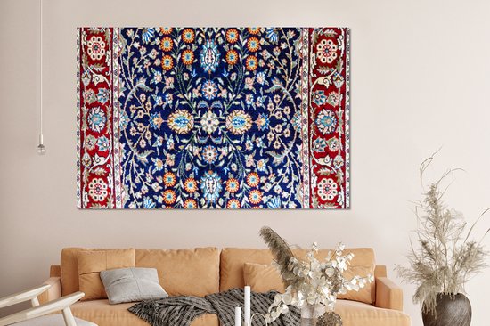 Décoration murale Métal - Aluminium Peinture Industrielle - Tapis Persan - Tapis - Motifs - Blauw - 150x100 cm - Dibond - Photo sur aluminium - Décoration murale industrielle - Pour le salon / chambre