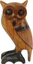 Beelden - Uil - Hout - Bruin - 16x9x7 cm - Indonesie - Sarana - Fairtrade