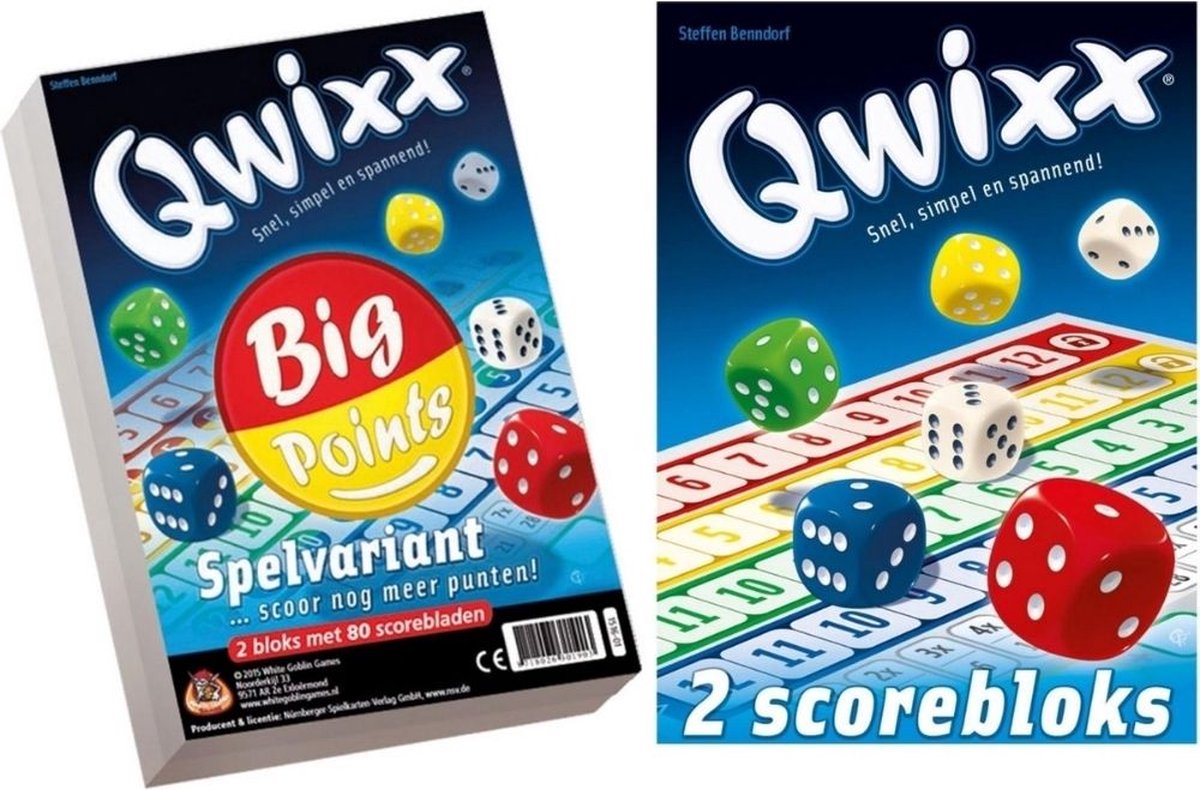 Spellenbundel - 2 stuks - Dobbelspel - Qwixx Big Points & 2 extra scoreblocks