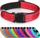 Halsband hond - reflecterend - rood - maat M - oersterk - waterdicht - hondenhalsband - geschikt voor iedere hondenriem - voor middelgrote honden