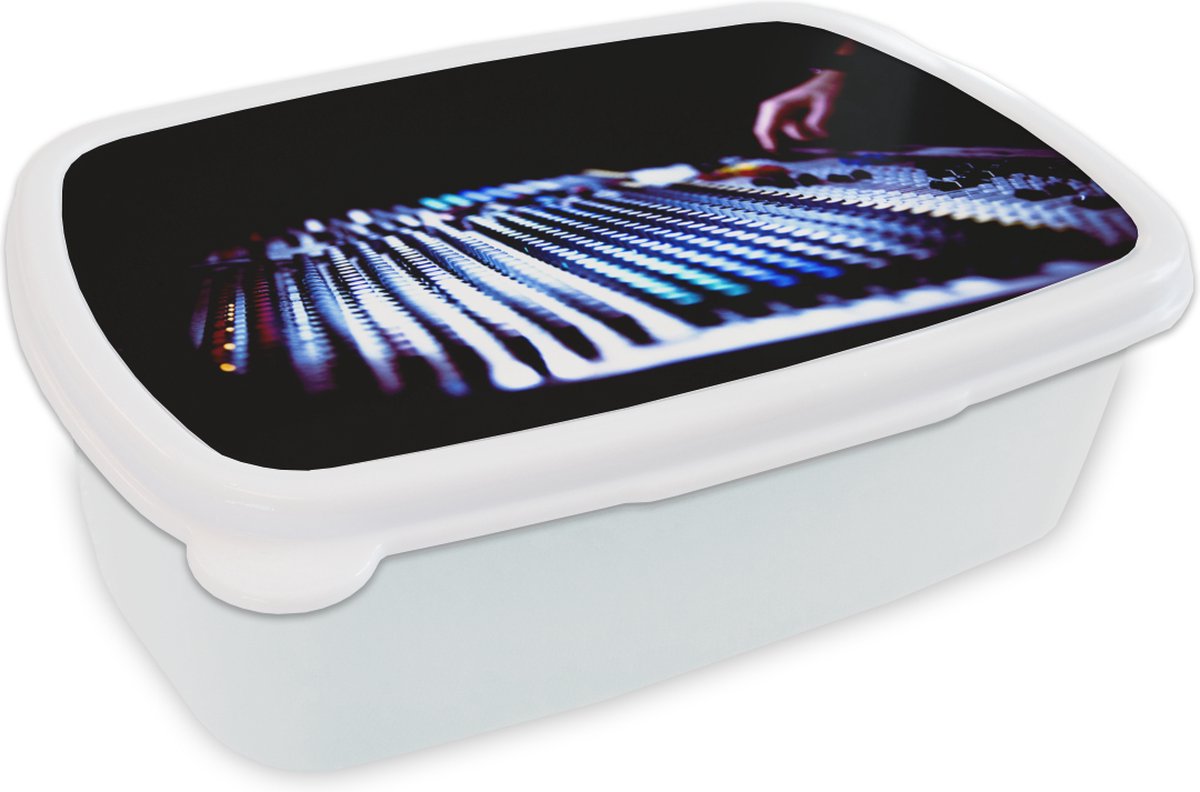 Broodtrommel Wit - Lunchbox - Brooddoos - Mengpaneel in het donker - 18x12x6 cm - Volwassenen