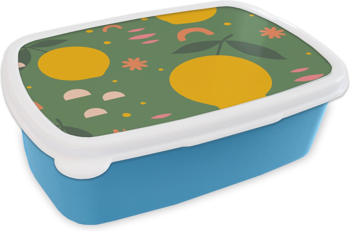Broodtrommel Blauw - Lunchbox - Brooddoos - Citroen - Roze - Design - 18x12x6 cm - Kinderen - Jongen