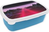 Broodtrommel Blauw - Lunchbox - Brooddoos - Gaming - Futuristisch - Neon - 18x12x6 cm - Kinderen - Jongen