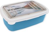 Broodtrommel Blauw - Lunchbox - Brooddoos - Doorkijk - Herfst - Water - 18x12x6 cm - Kinderen - Jongen
