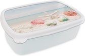 Broodtrommel Wit - Lunchbox - Brooddoos - Zeester - Schelpen - Zee - 18x12x6 cm - Volwassenen