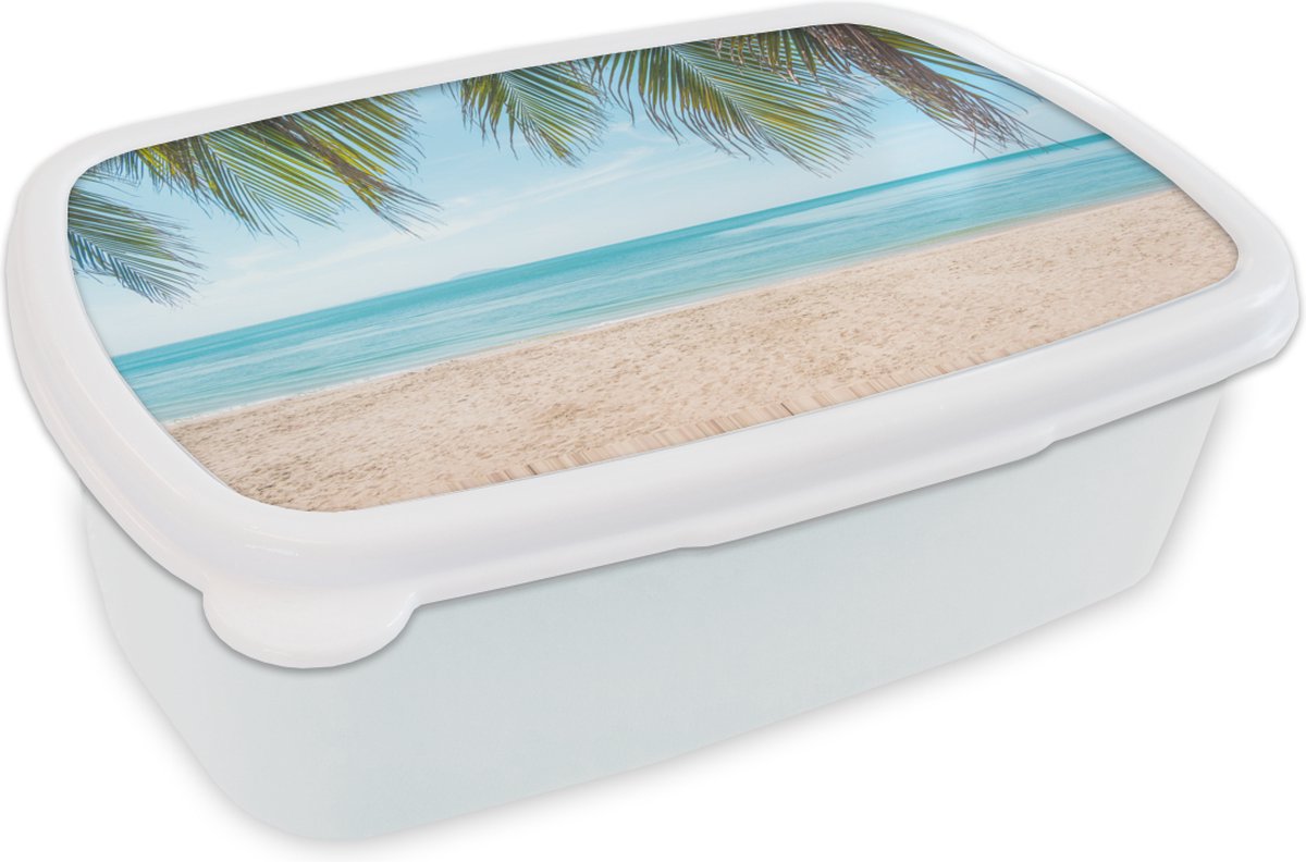 Broodtrommel Wit - Lunchbox - Brooddoos - Strand - Palm - Thailand - 18x12x6 cm - Volwassenen