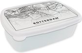 Broodtrommel Wit - Lunchbox - Brooddoos - Kaart - Nederland - Rotterdam - 18x12x6 cm - Volwassenen